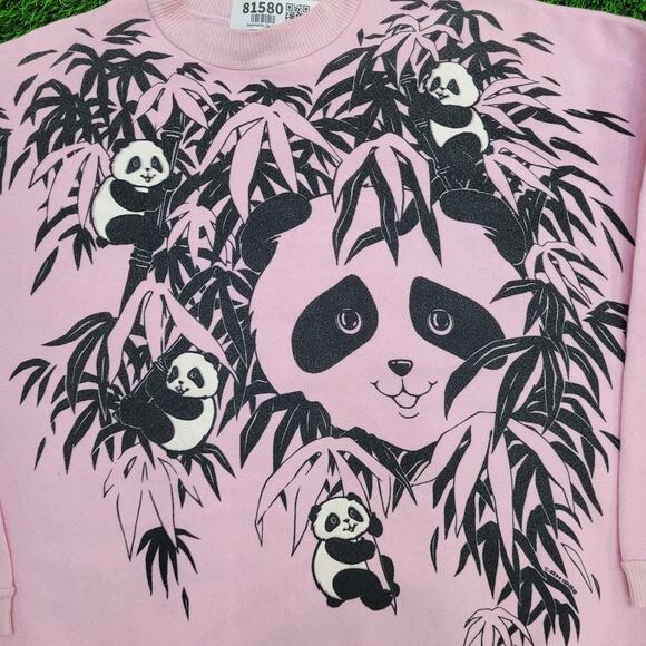 Vintage 1986 Panda Sweatshirt Womens Large 23x25 UNION Made - Picture 14 of 16